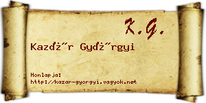 Kazár Györgyi névjegykártya